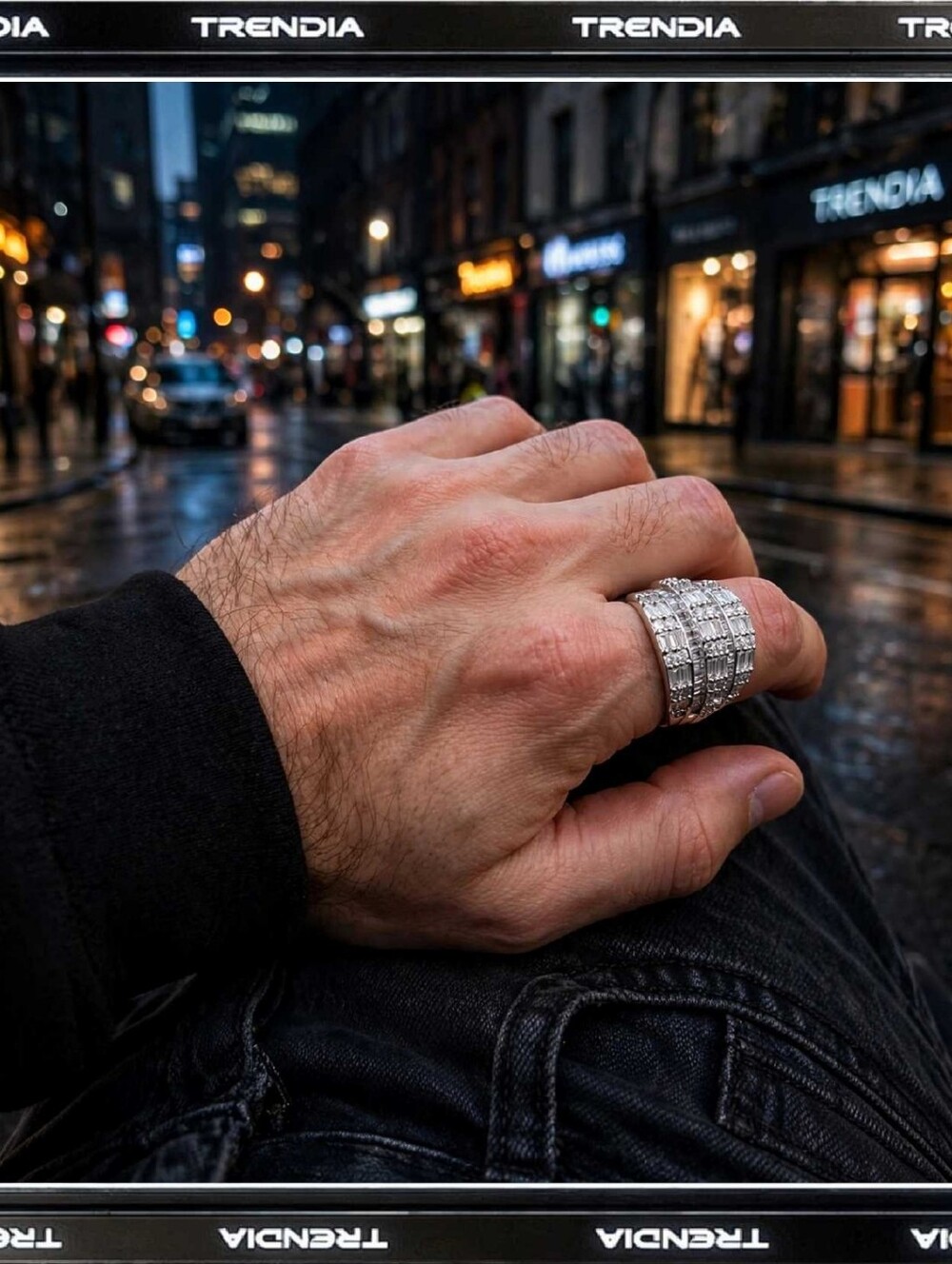 Silver Multi-Row Crystal Stack Ring - White - Picture 5 of 7